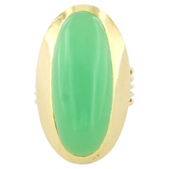 14k gold ring with Chrysophrase, 9.5 gram, ring size U.S. 6 – EU. 16.5(52)