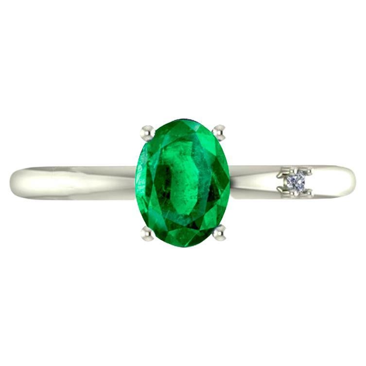 For Sale:  Emerald and diamond 14k gold ring. Minimalist emerald ring 2