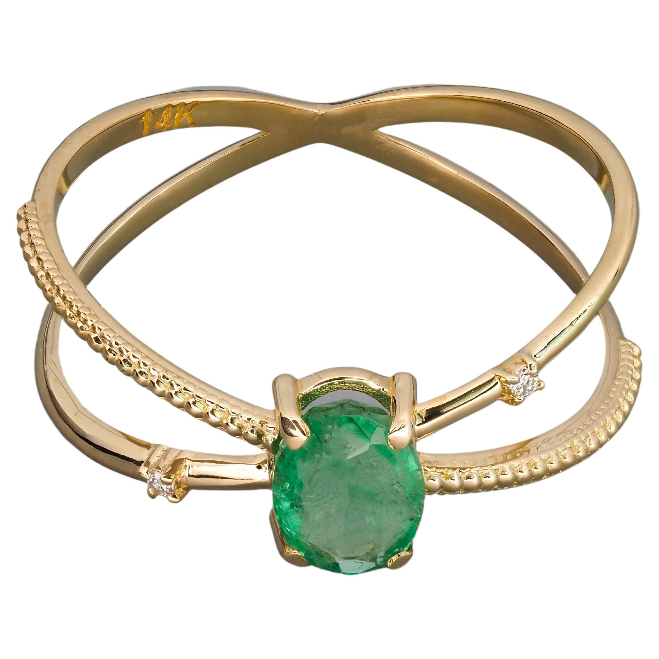 Emerald and Diamond Pear Shaped Ring at 1stDibs
