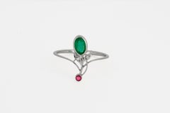 14 Karat Gold Ring with Emerald, Ruby and Diamonds