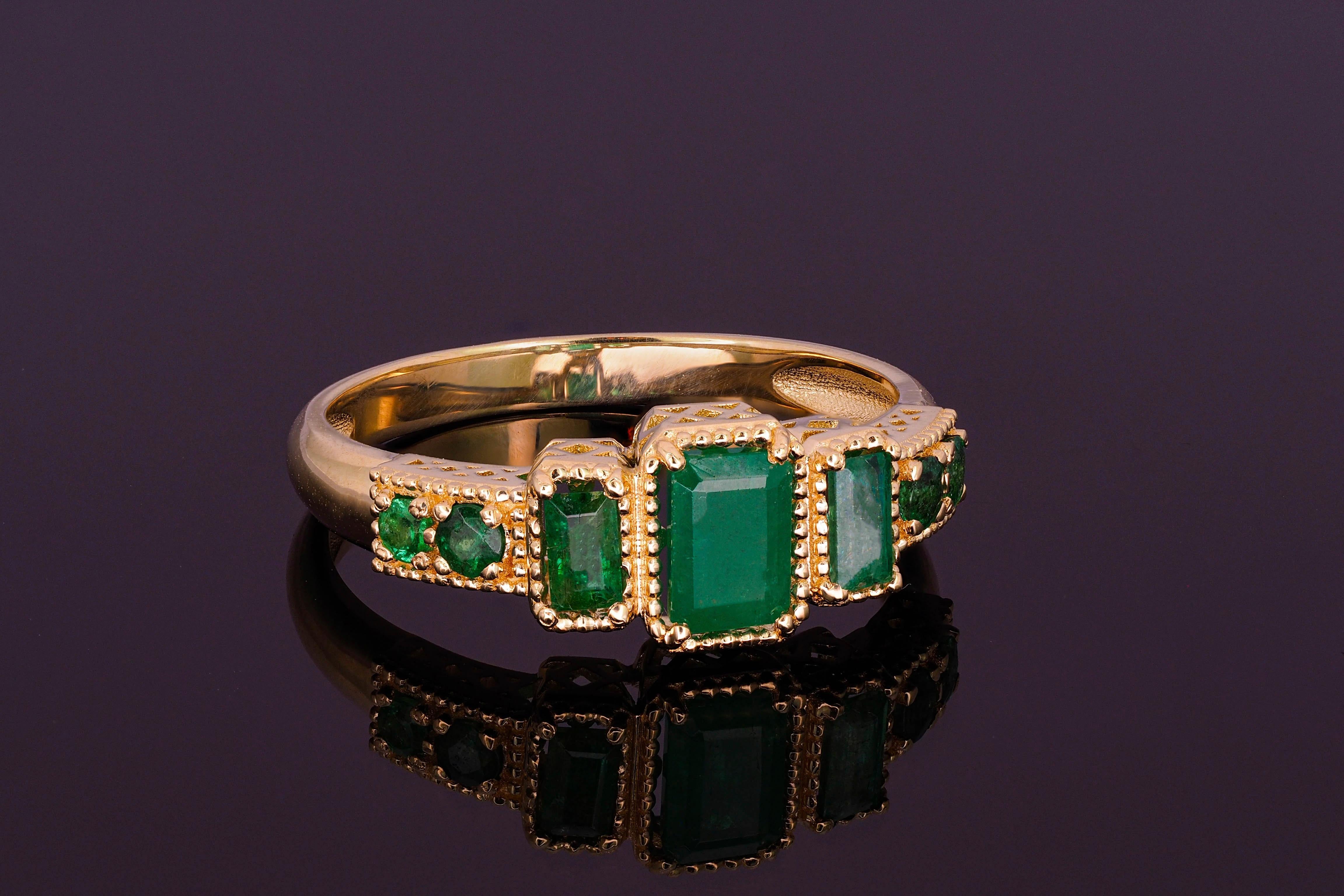 For Sale:  14k Gold Ring with Emeralds 2
