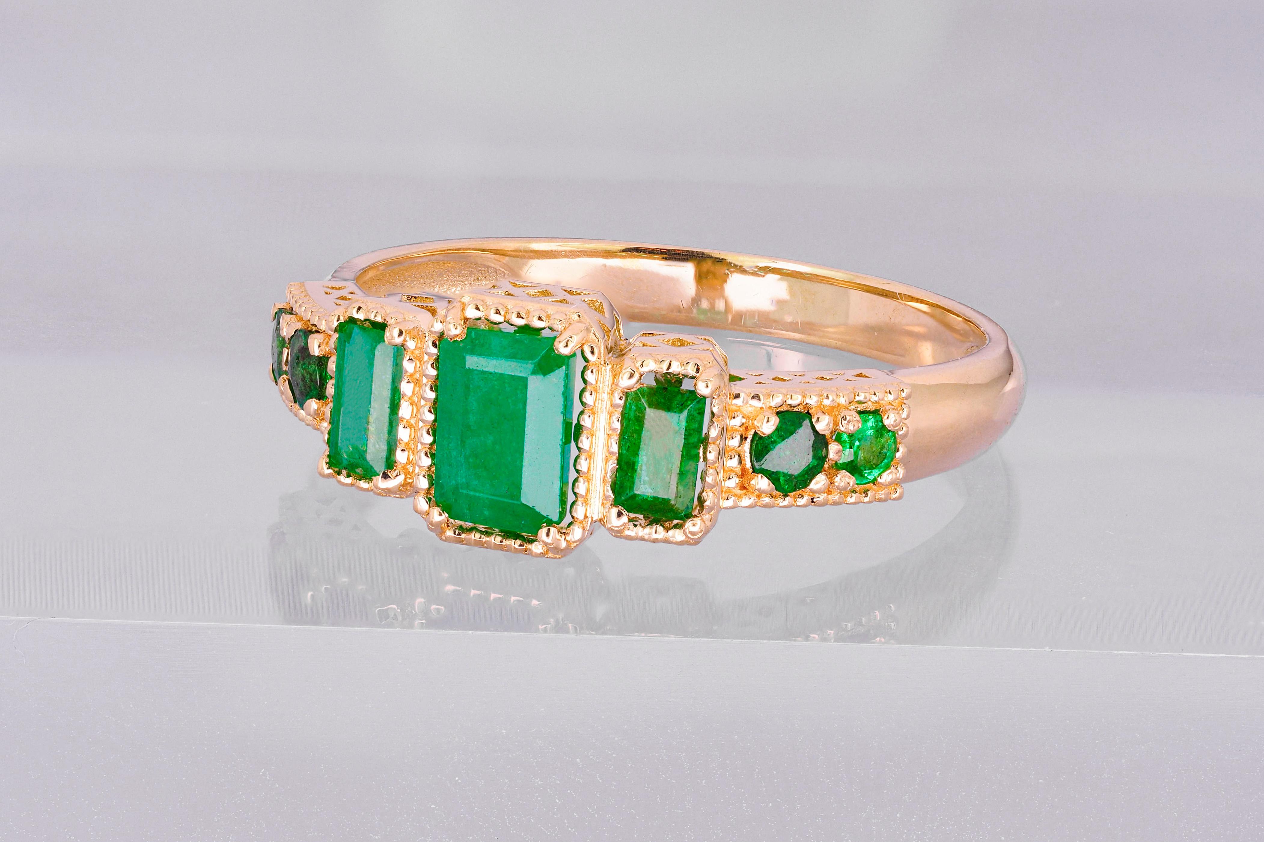 For Sale:  14k Gold Ring with Emeralds 3
