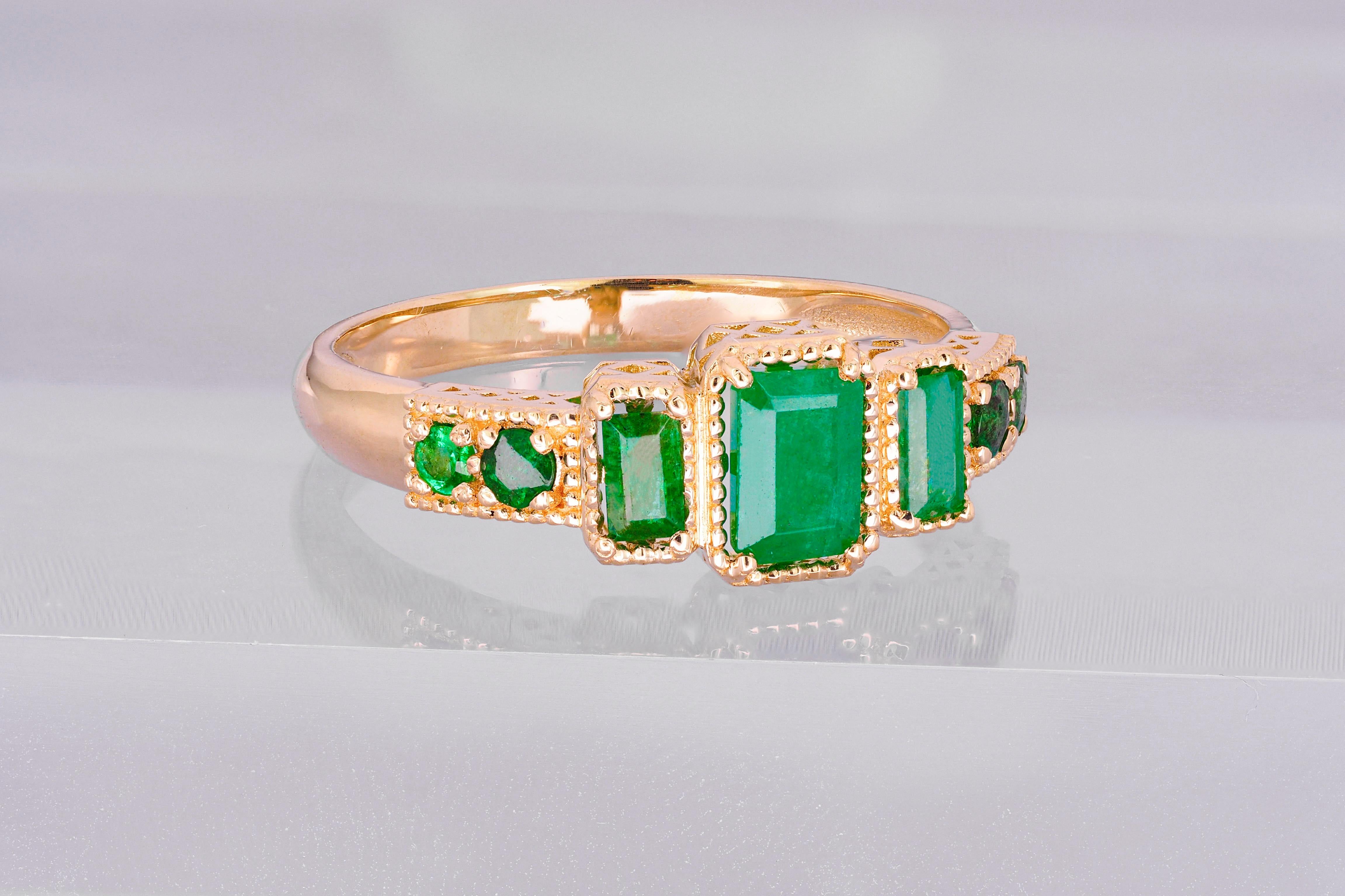 For Sale:  14k Gold Ring with Emeralds 4