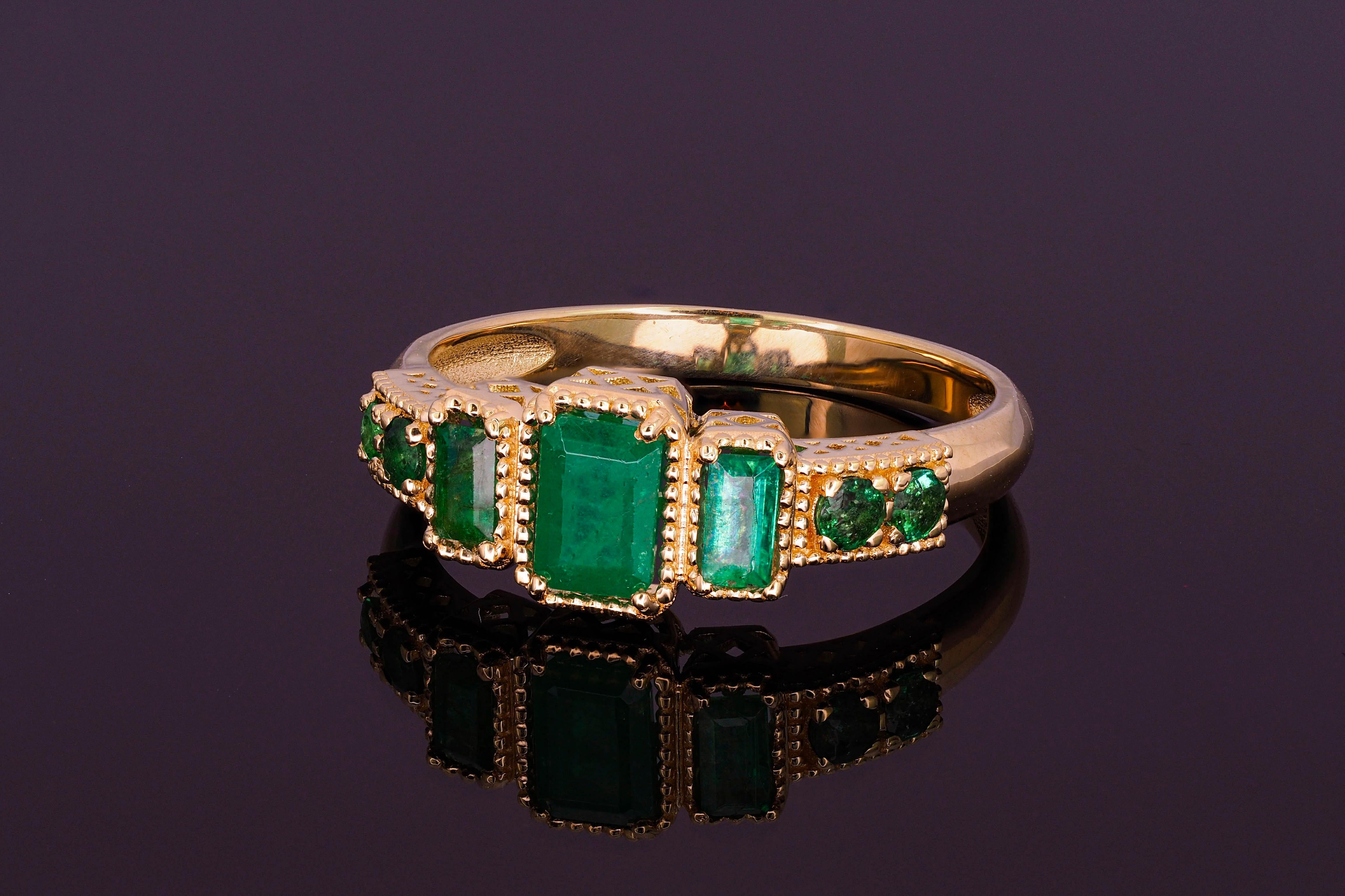 For Sale:  14k Gold Ring with Emeralds 6