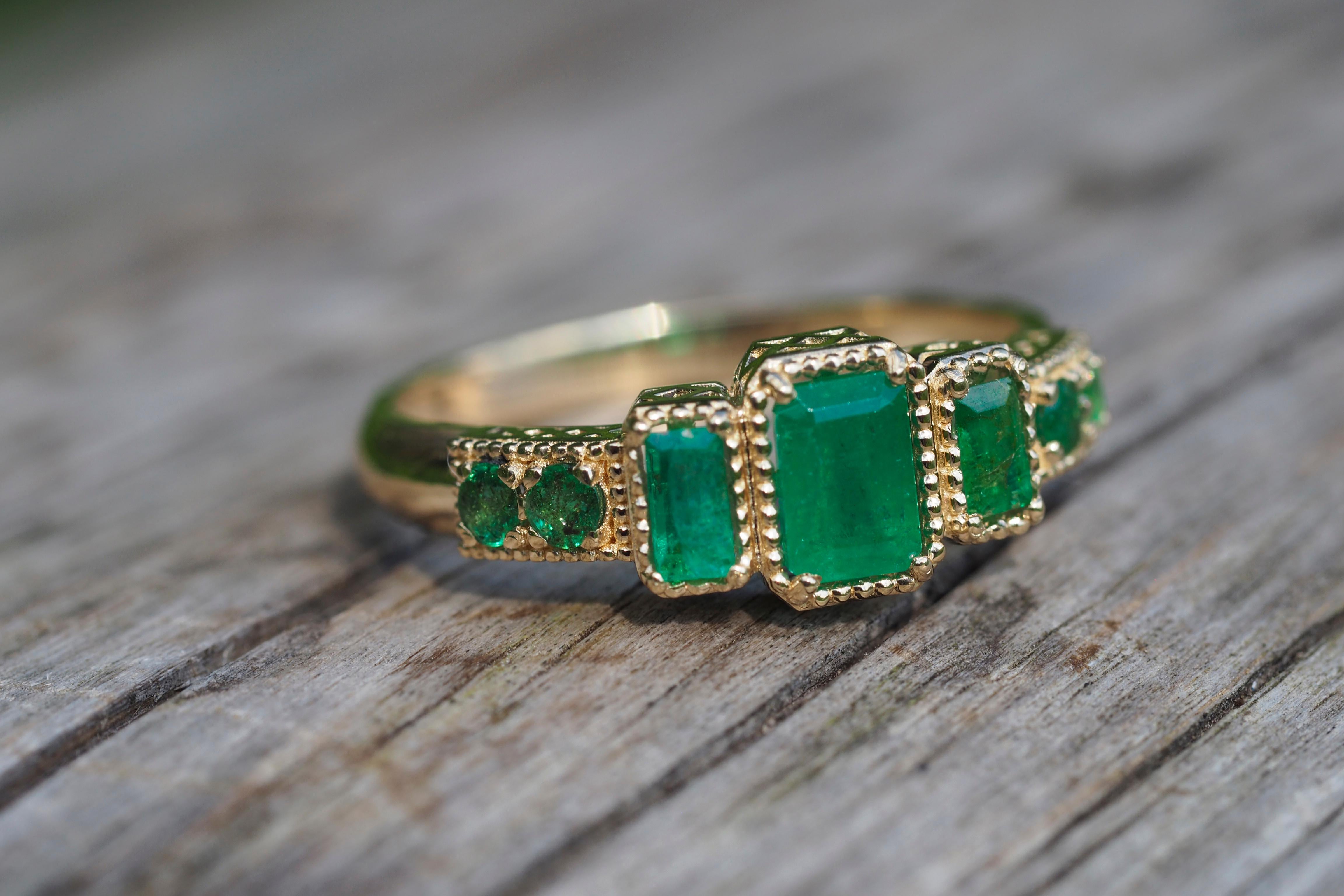 For Sale:  14k Gold Ring with Emeralds 7