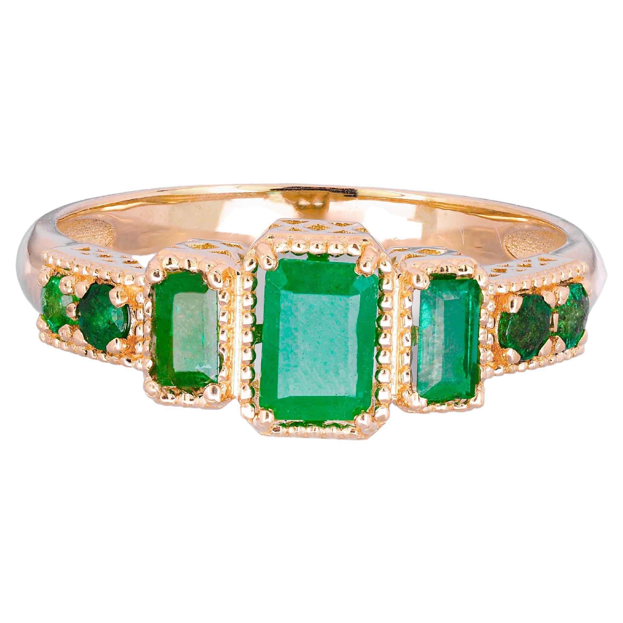 For Sale:  14k Gold Ring with Emeralds