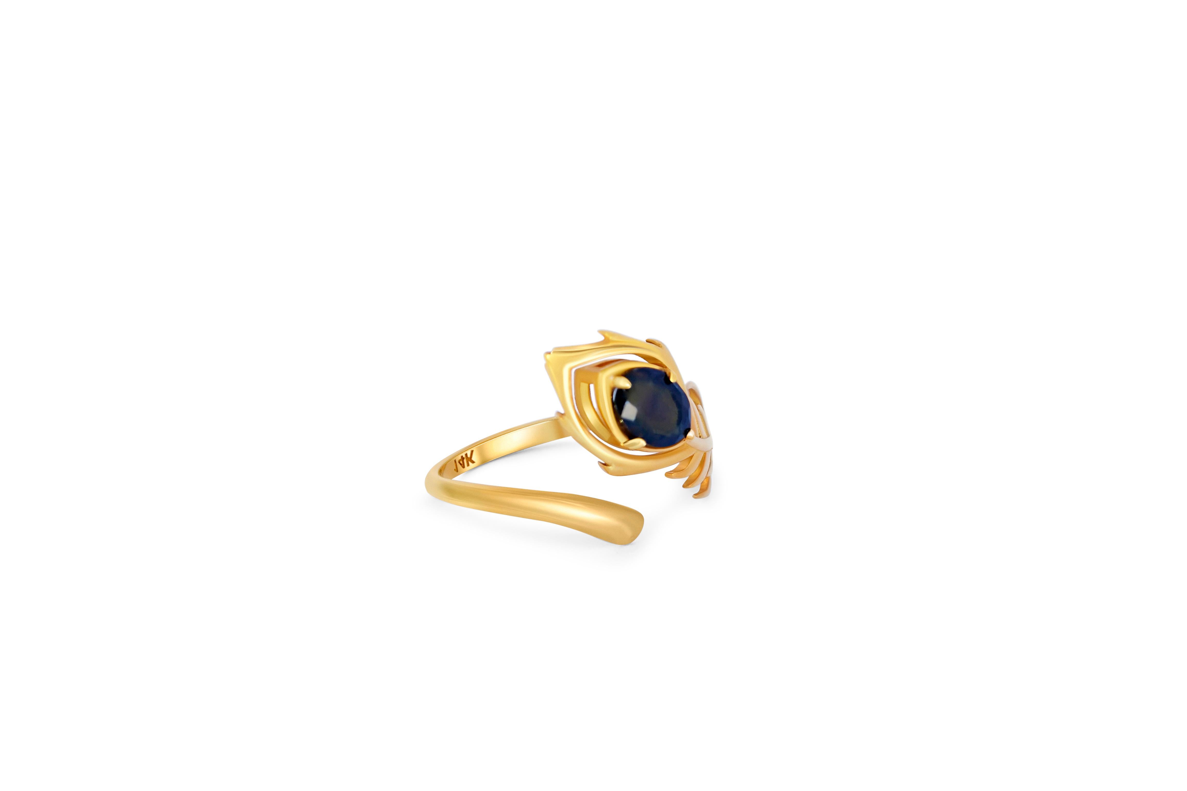 Modern 14k Gold ring with garnets and ruby. For Sale