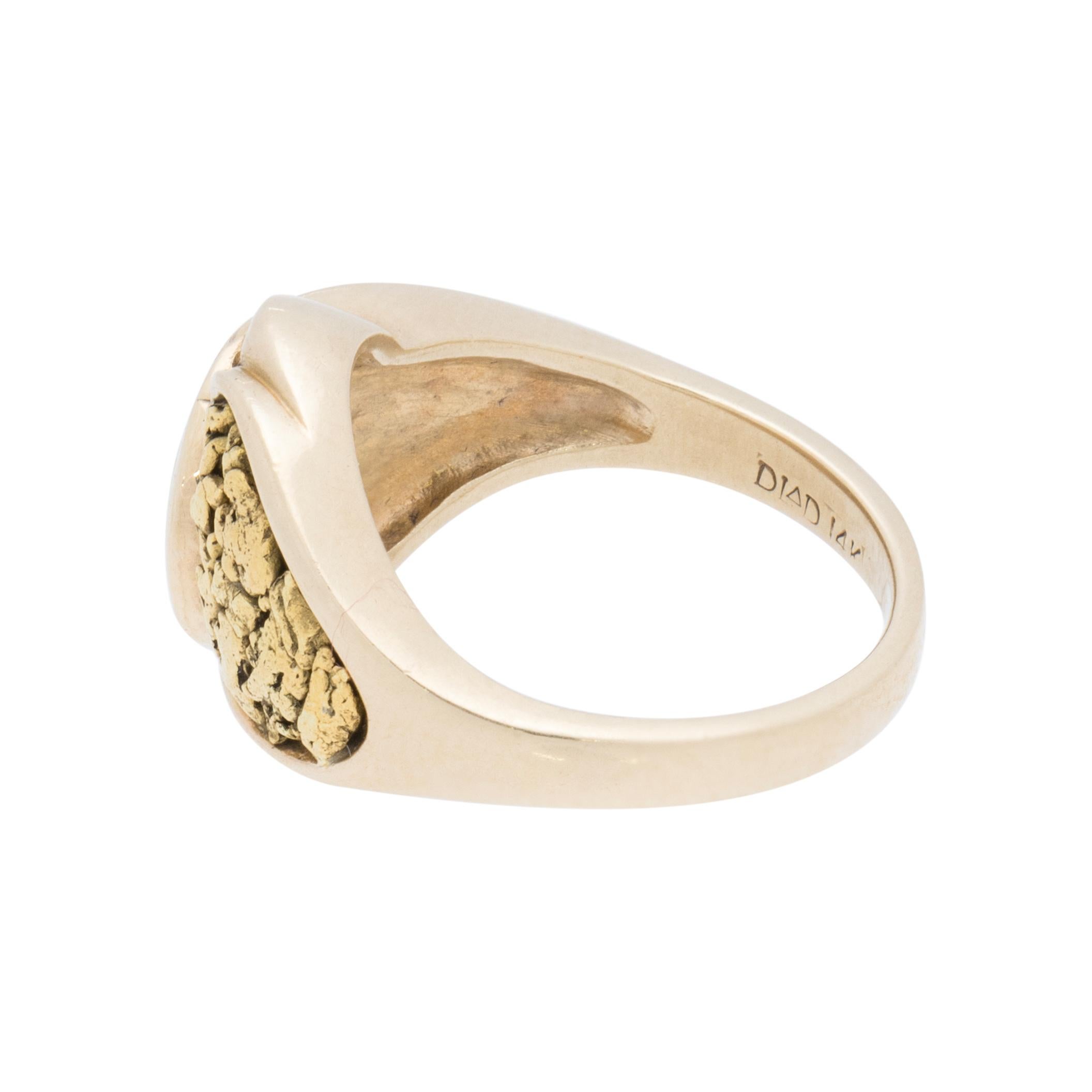 Women's or Men's 14k Gold Ring with Gold Nuggets For Sale