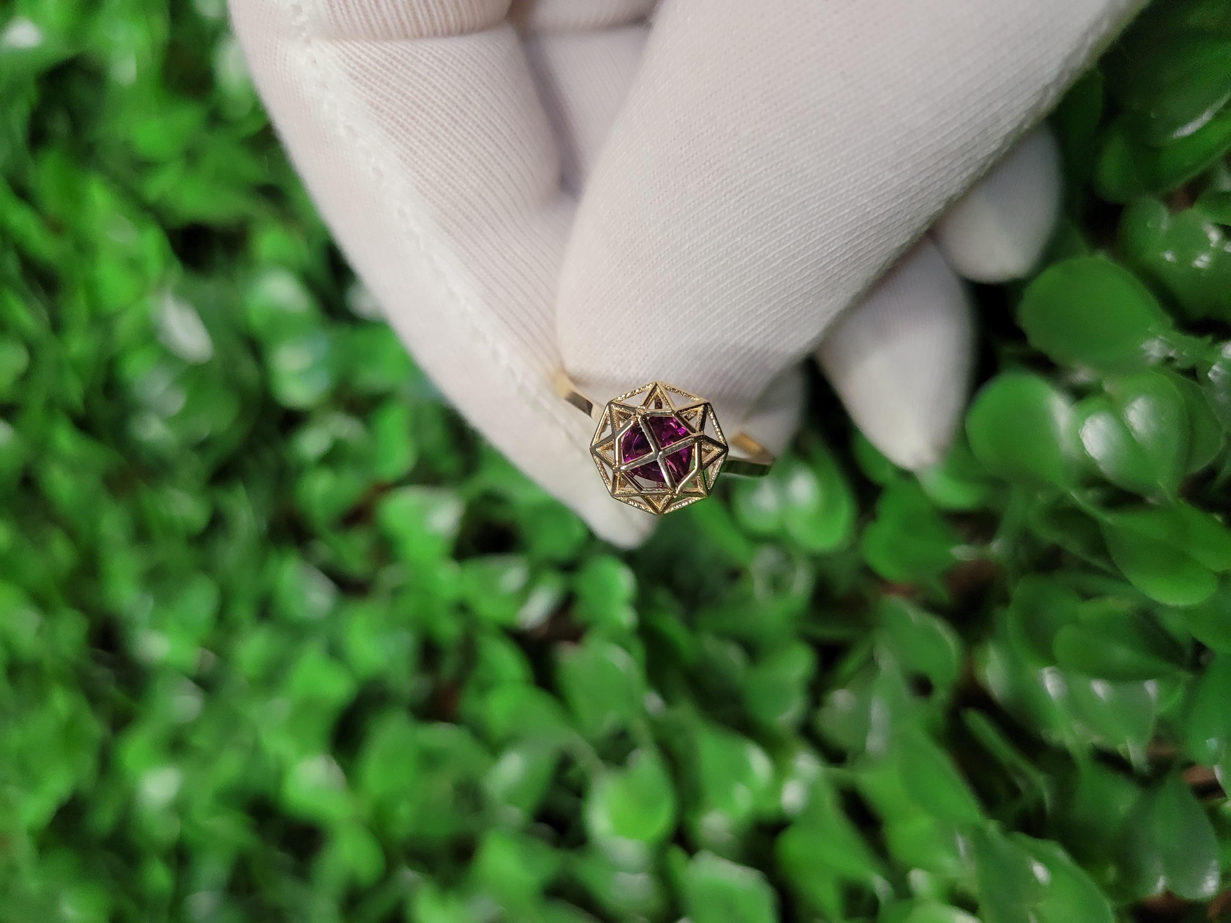 For Sale:  14k Gold Ring with Heart Ruby. 14
