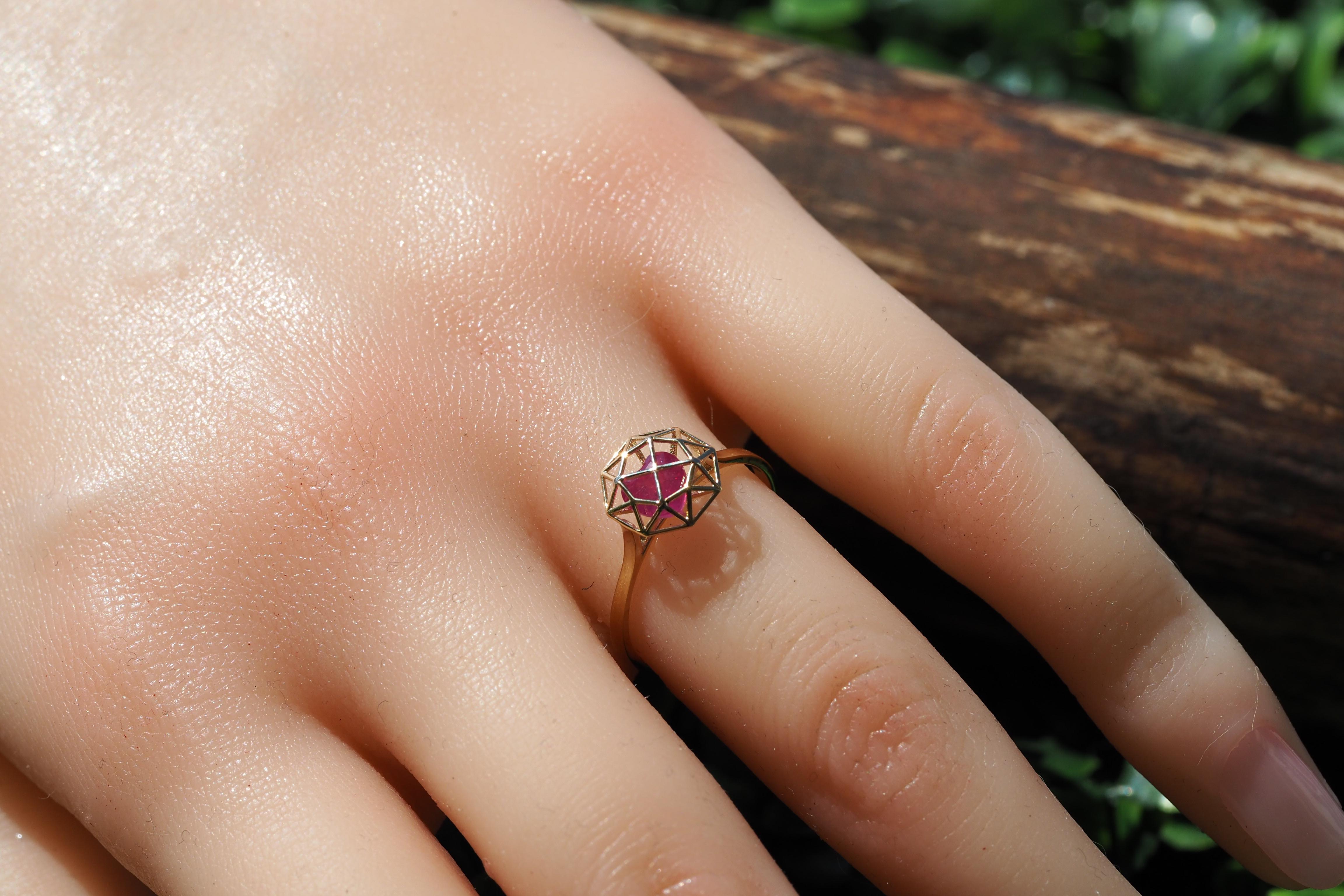 For Sale:  14k Gold Ring with Heart Ruby. 7