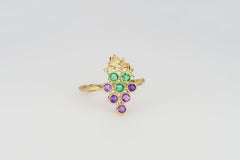 Ring with Natural Emeralds and Amethysts
