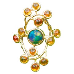 14 Karat Gold Ring mit Opal und Saphiren