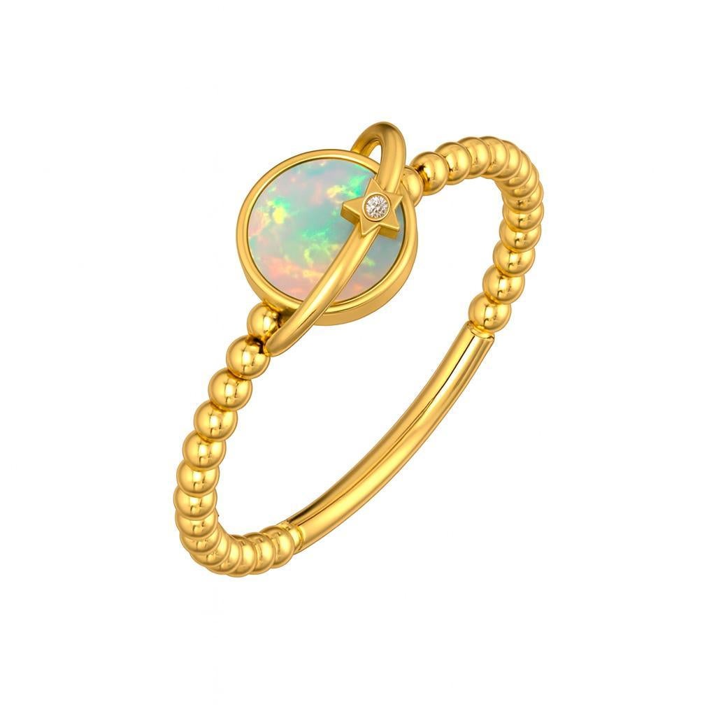 Im Angebot: 14k Goldring mit Opal-Cabochon () 3