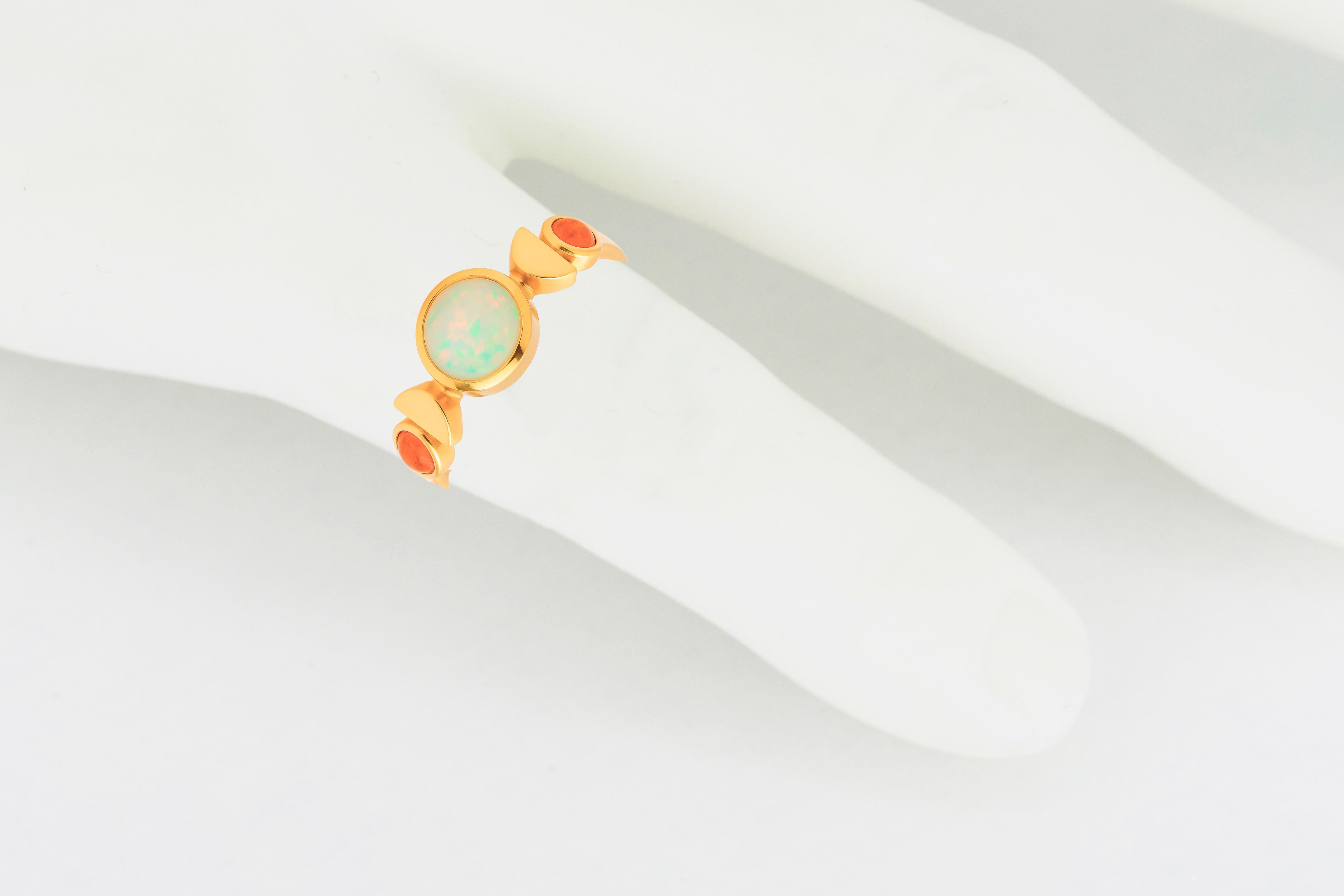 Im Angebot: 14k Goldring mit Opal-Cabochon () 5