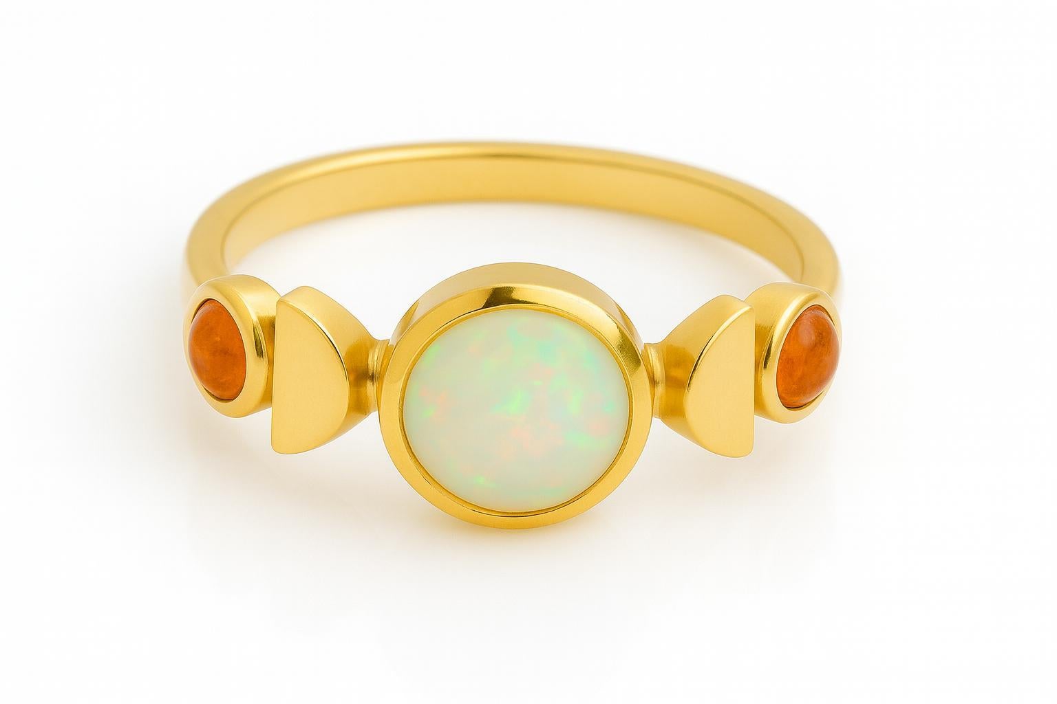 Im Angebot: 14k Goldring mit Opal-Cabochon () 6