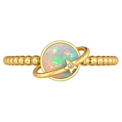 14k gold ring with opal cabochon