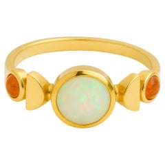 14k gold ring with opal cabochon