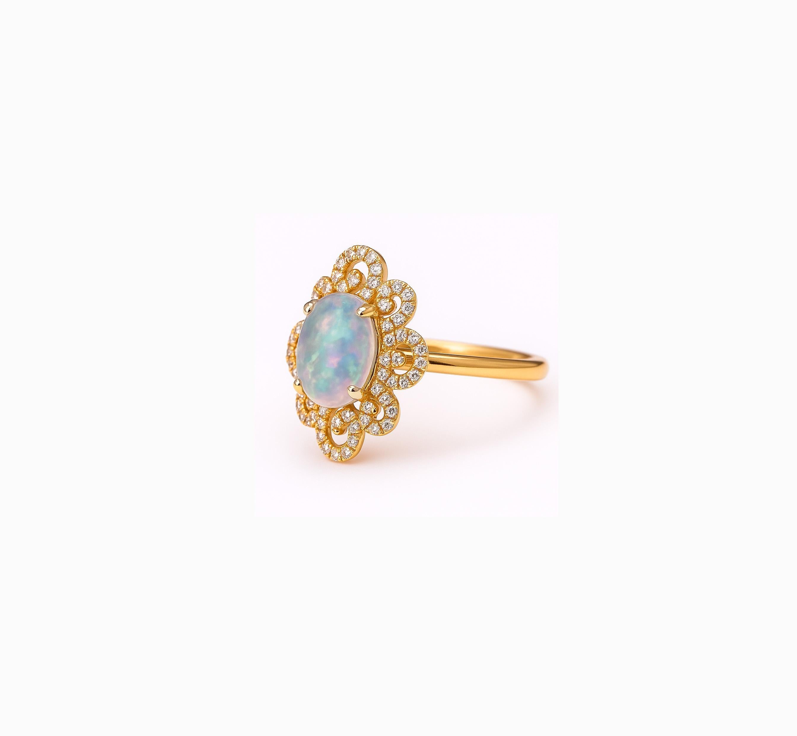 in vendita:  Anello in oro 14k con opale ovale cabochon 3