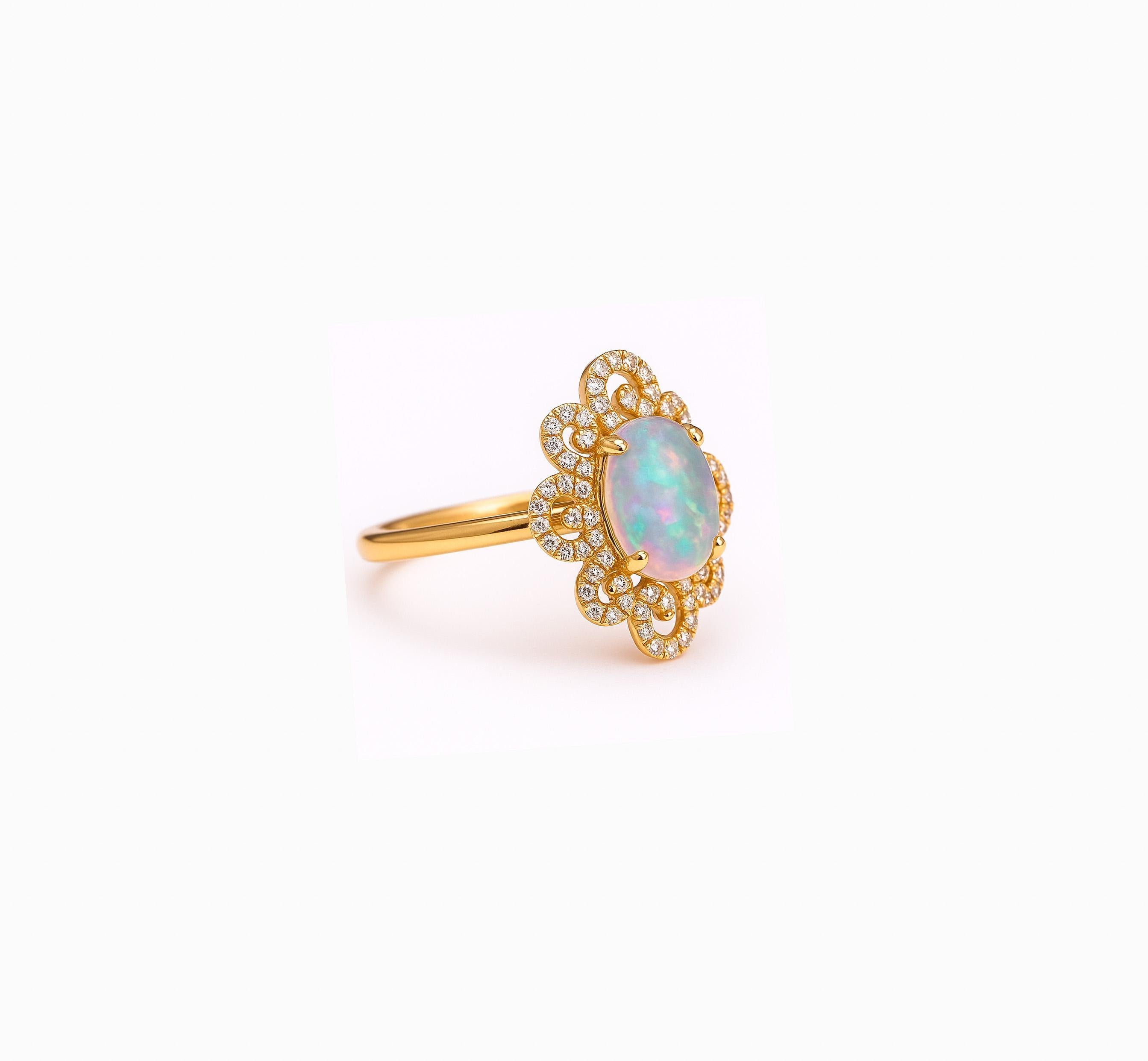 in vendita:  Anello in oro 14k con opale ovale cabochon 5