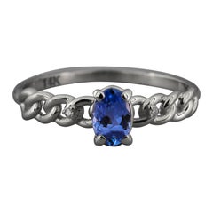 Antique 14k Gold Ring with Oval Tanzanite and Diamonds