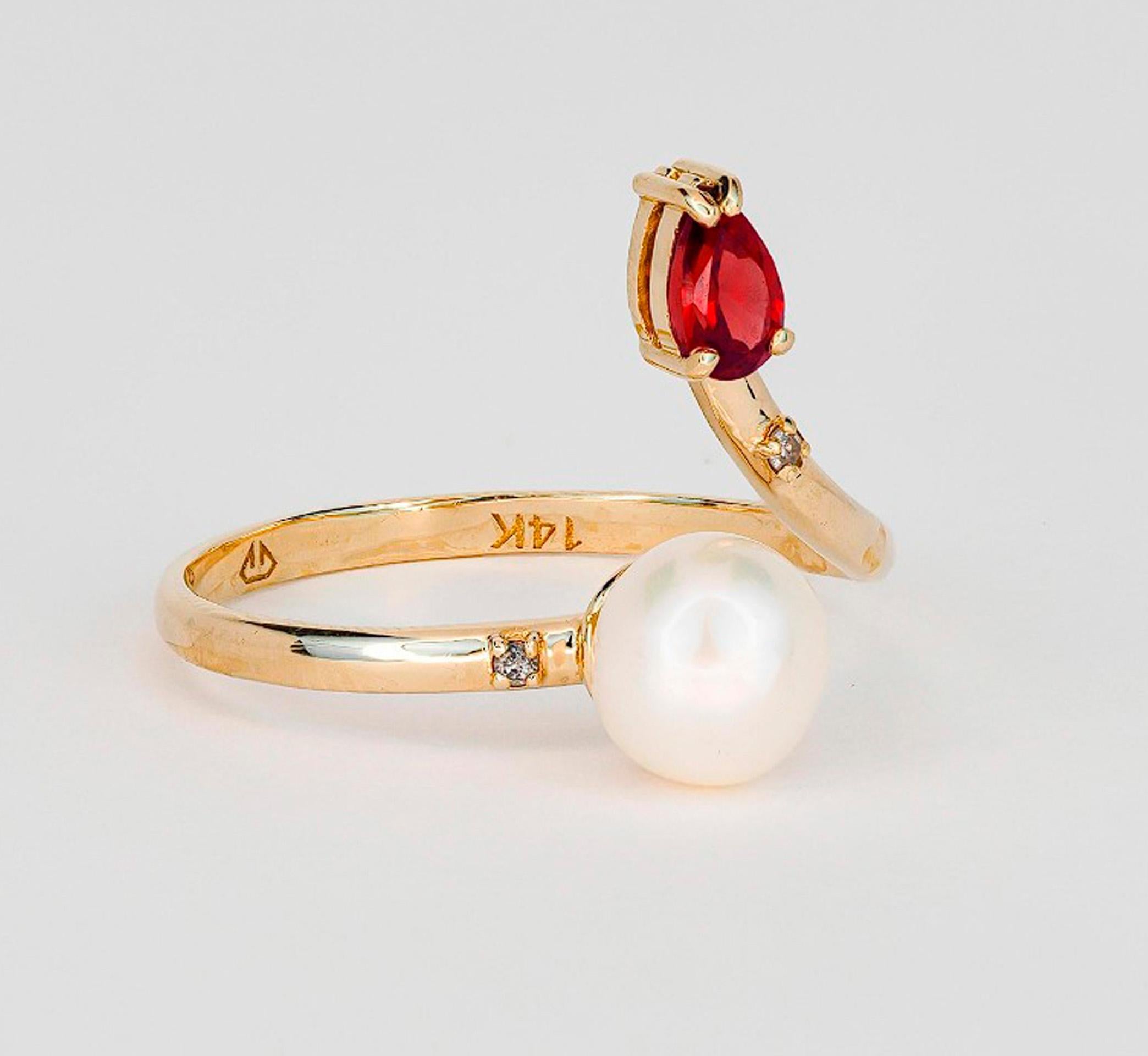 in vendita:  Anello in oro 14k con perle, rubini e diamanti 8