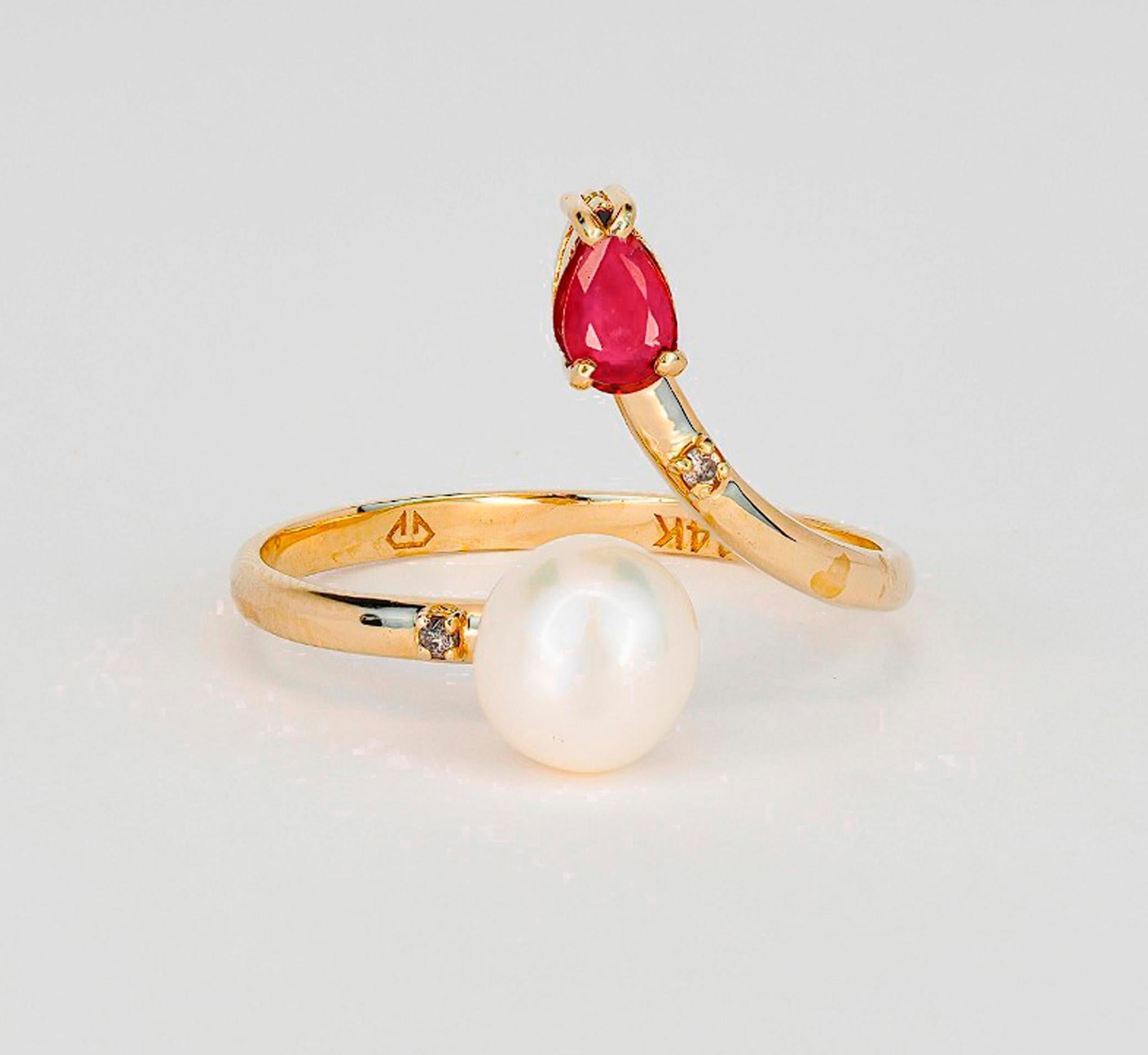 in vendita:  Anello in oro 14k con perle, rubini e diamanti 11