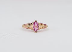 14k gold ring with pink sapphire. Marquise sapphire ring