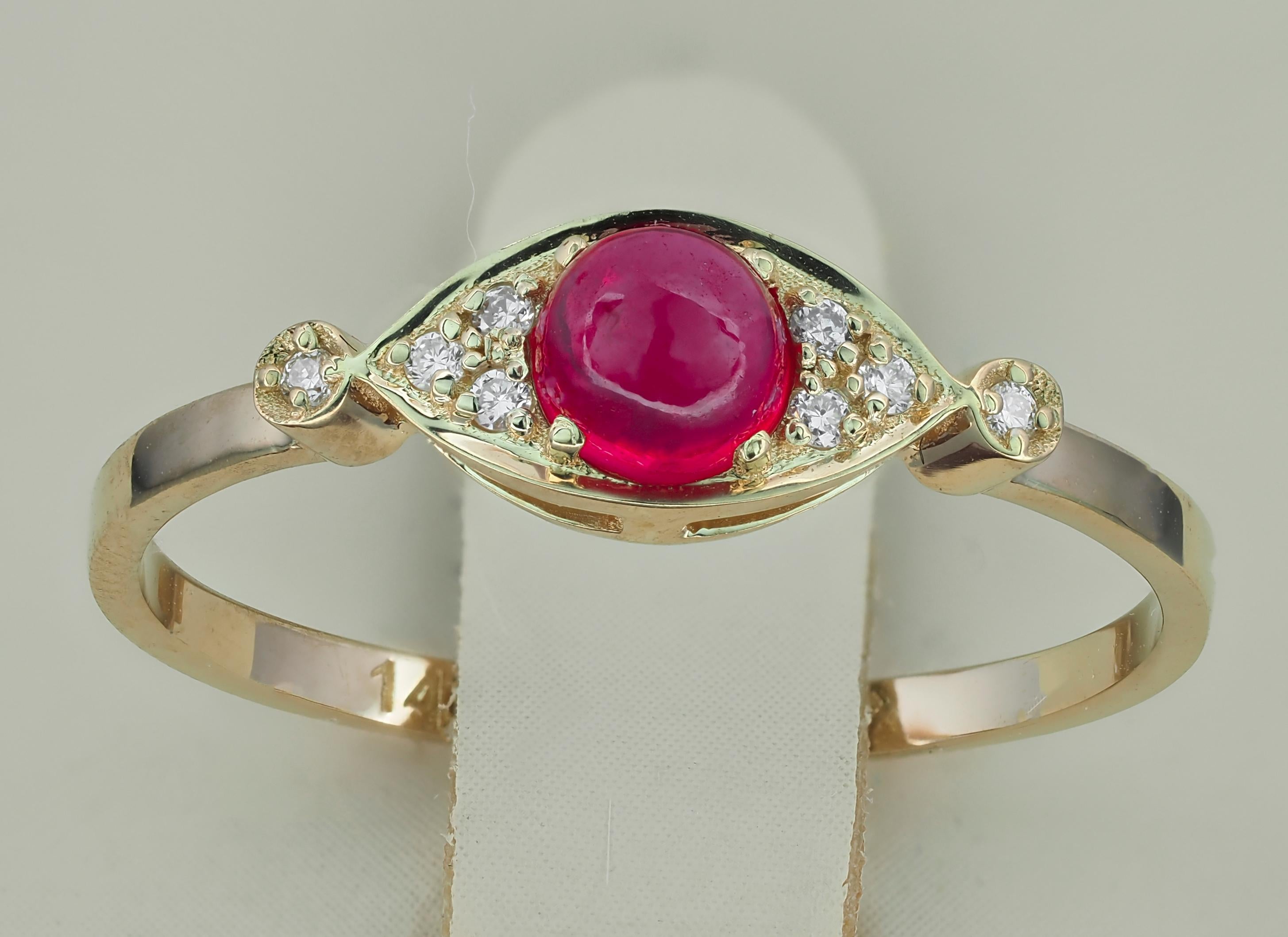 For Sale:  Ruby 14 karat ring.  Evil Eye Ring. July birthstone ruby ring 3