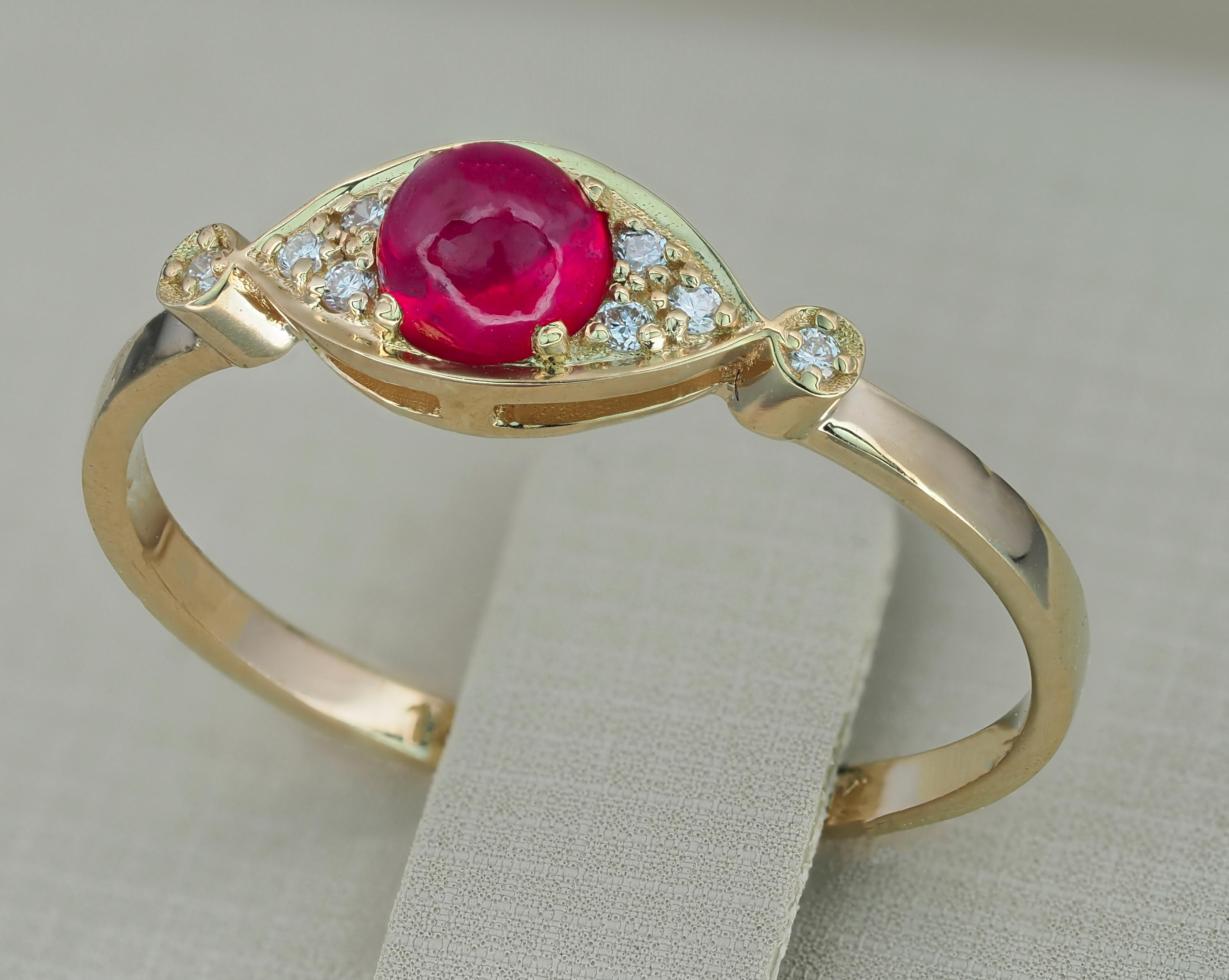 For Sale:  Ruby 14 karat ring.  Evil Eye Ring. July birthstone ruby ring 4