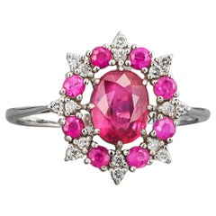14 karat Gold Ring with Ruby and Diamonds. Snowflake Gold Ring