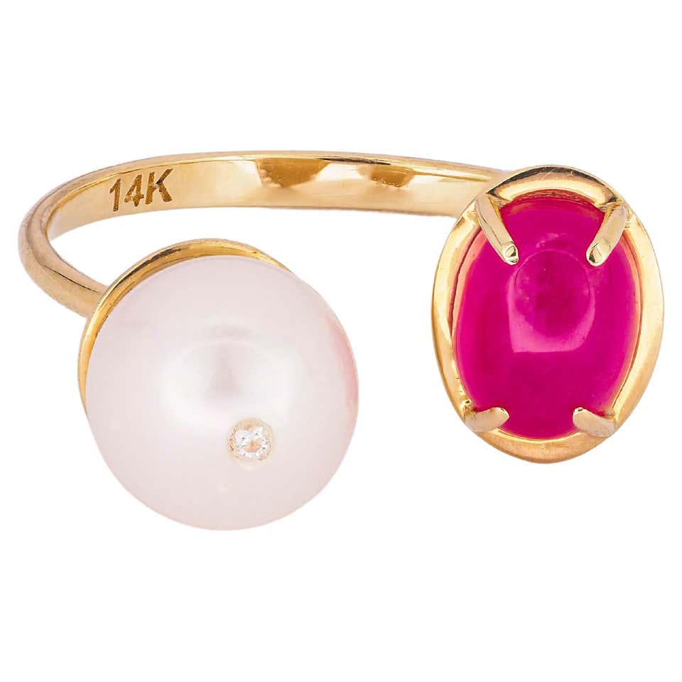 Victorian Ruby, Turquoise and See Pearl 14 Karat Yellow Gold Ring at ...