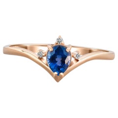 Blauer birnenförmiger Saphir 14k Goldring