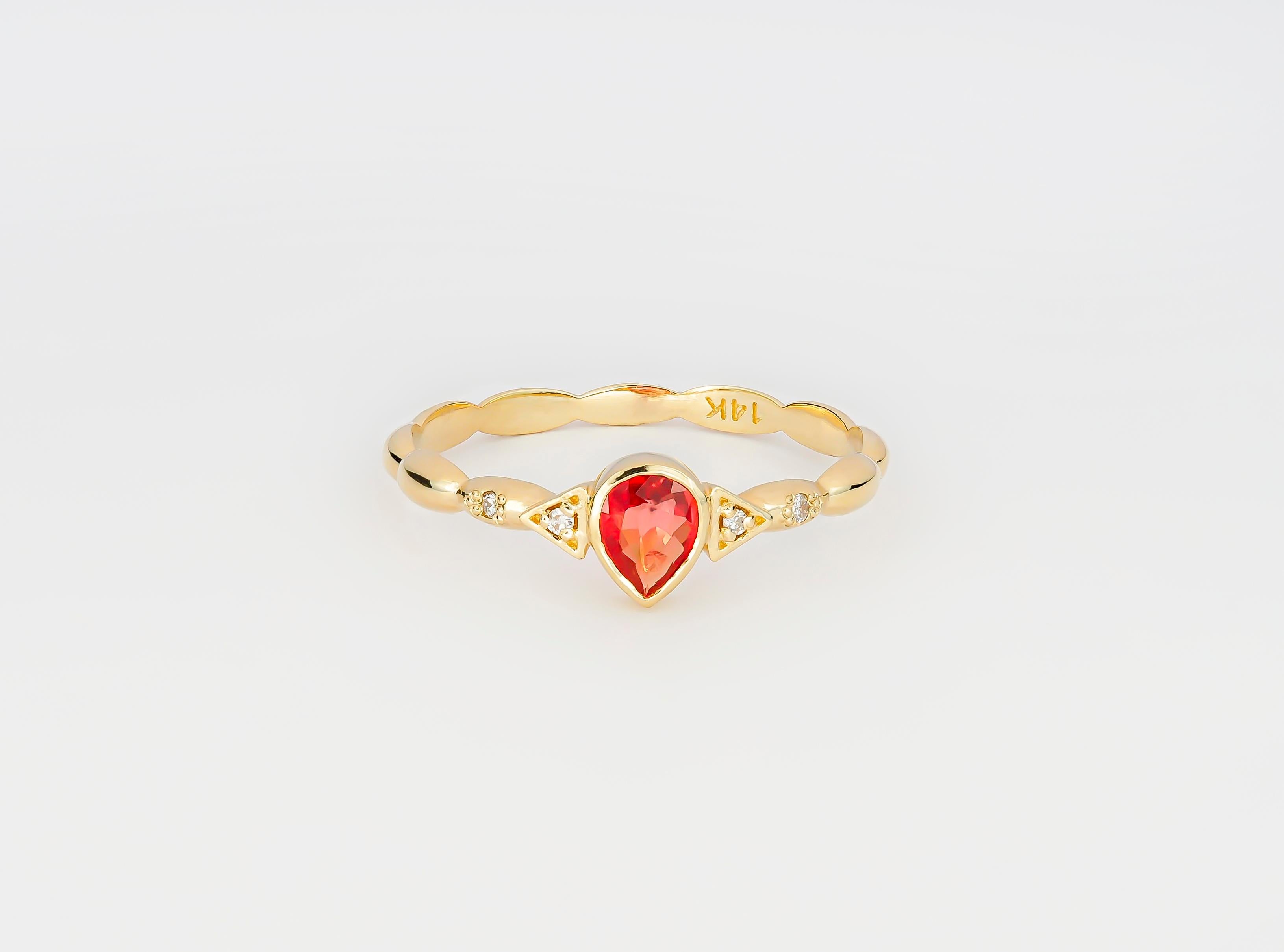 En venta: Anillo de Oro de 14k con Zafiro y Diamantes  5