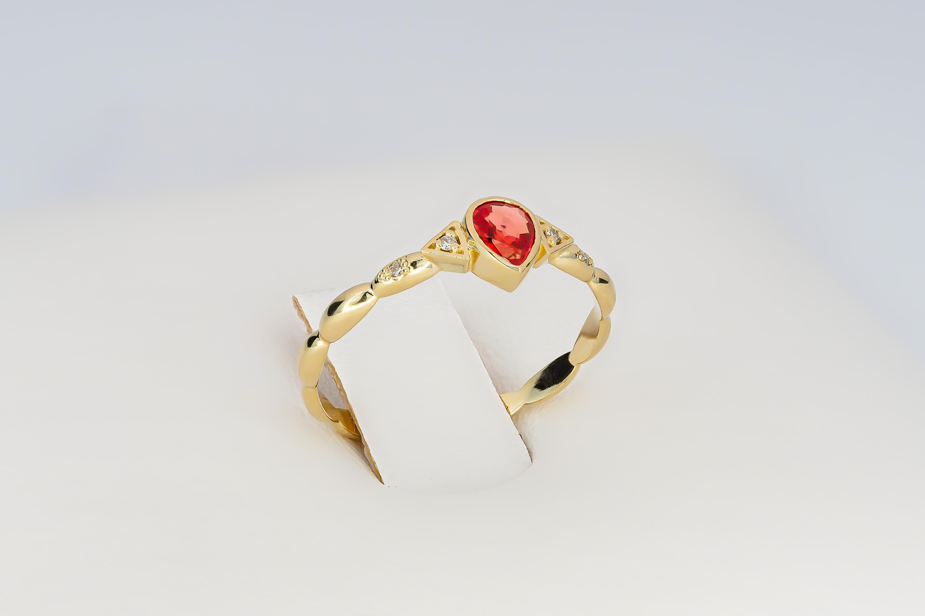 En venta: Anillo de Oro de 14k con Zafiro y Diamantes  6