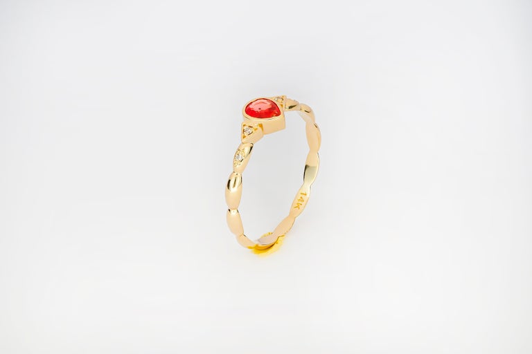 For Sale:  14k Gold Ring with Sapphire and Diamonds 9