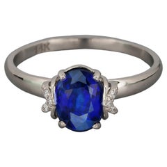 14k Gold Ring with Sapphire and Diamonds