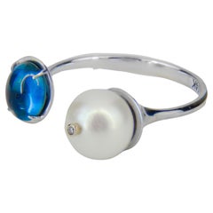 14k Gold Ring with Sapphire, Pearl and Diamond