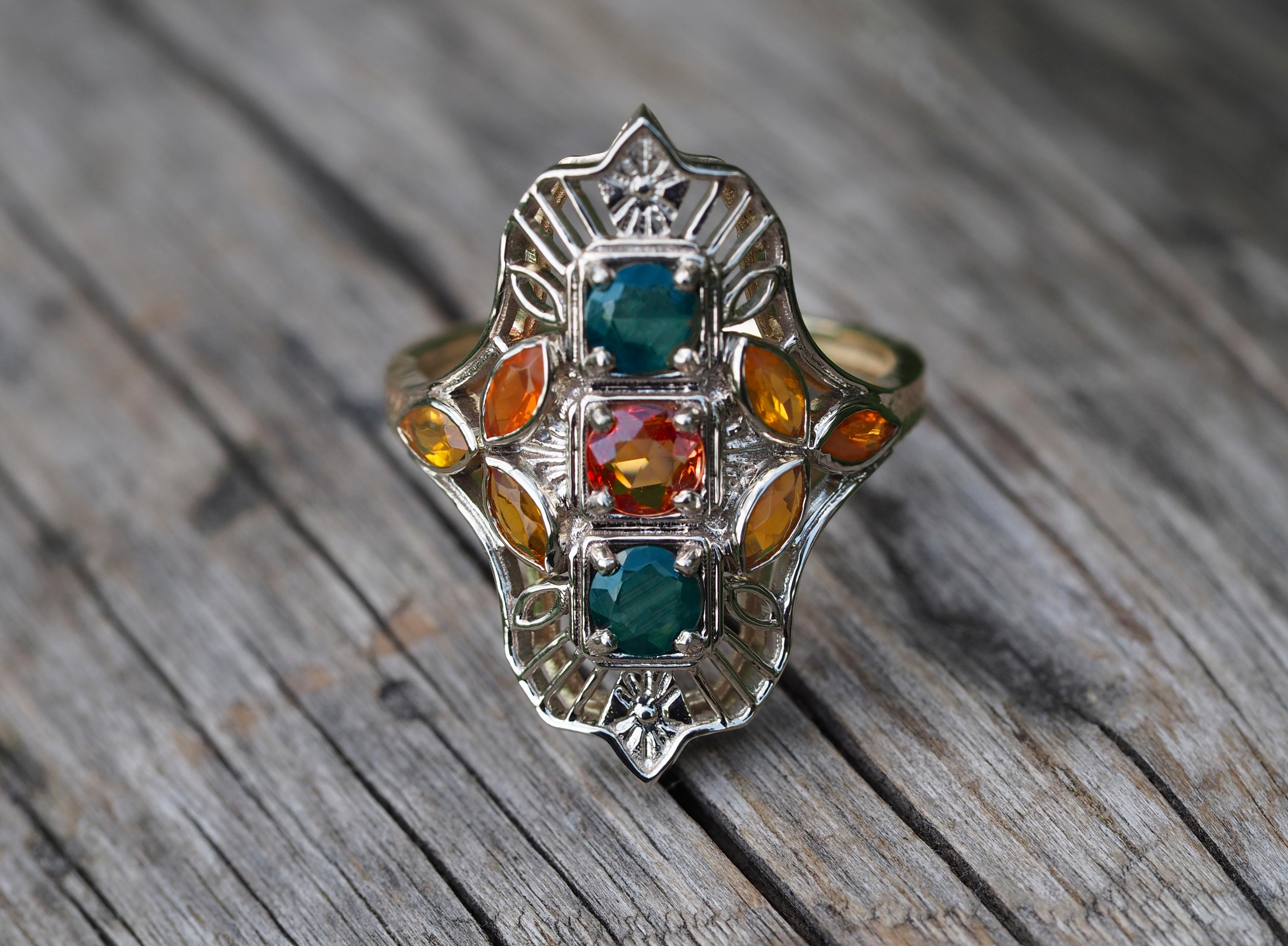 For Sale:  Vintage style sapphire 14k gold ring 10