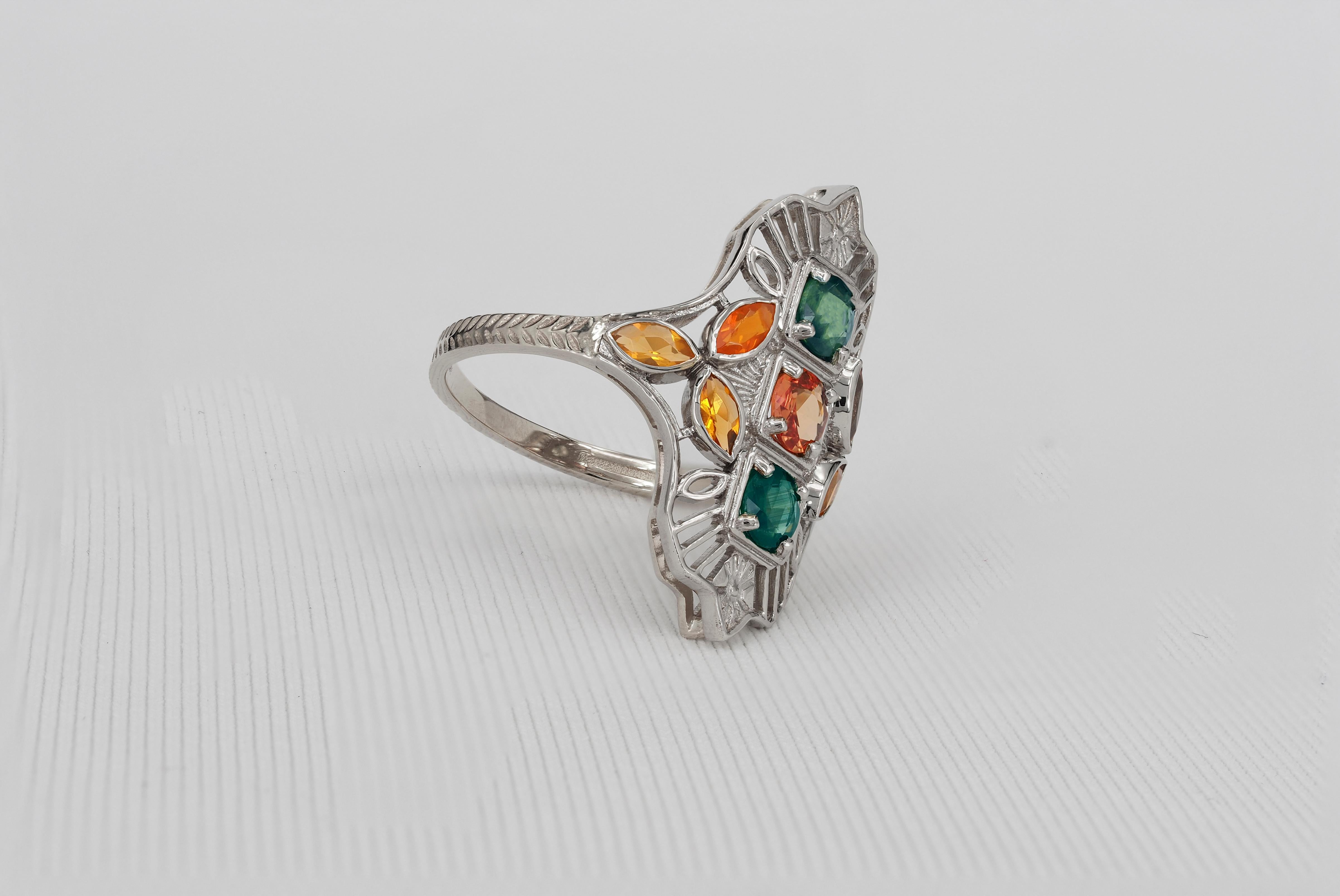 For Sale:  Vintage style sapphire 14k gold ring 3