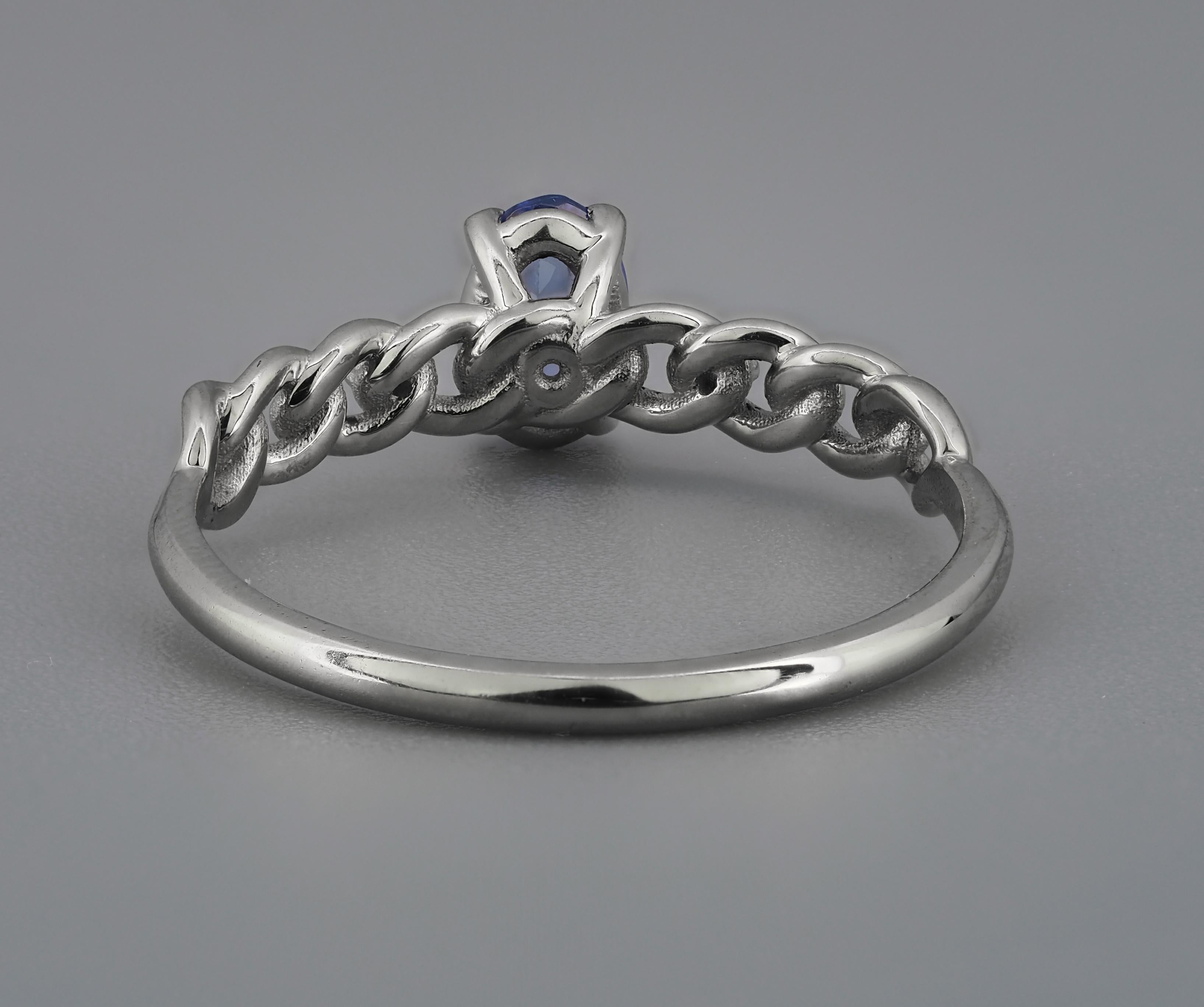 For Sale:  14k Gold Ring with Oval Tanzanite and Diamonds 8