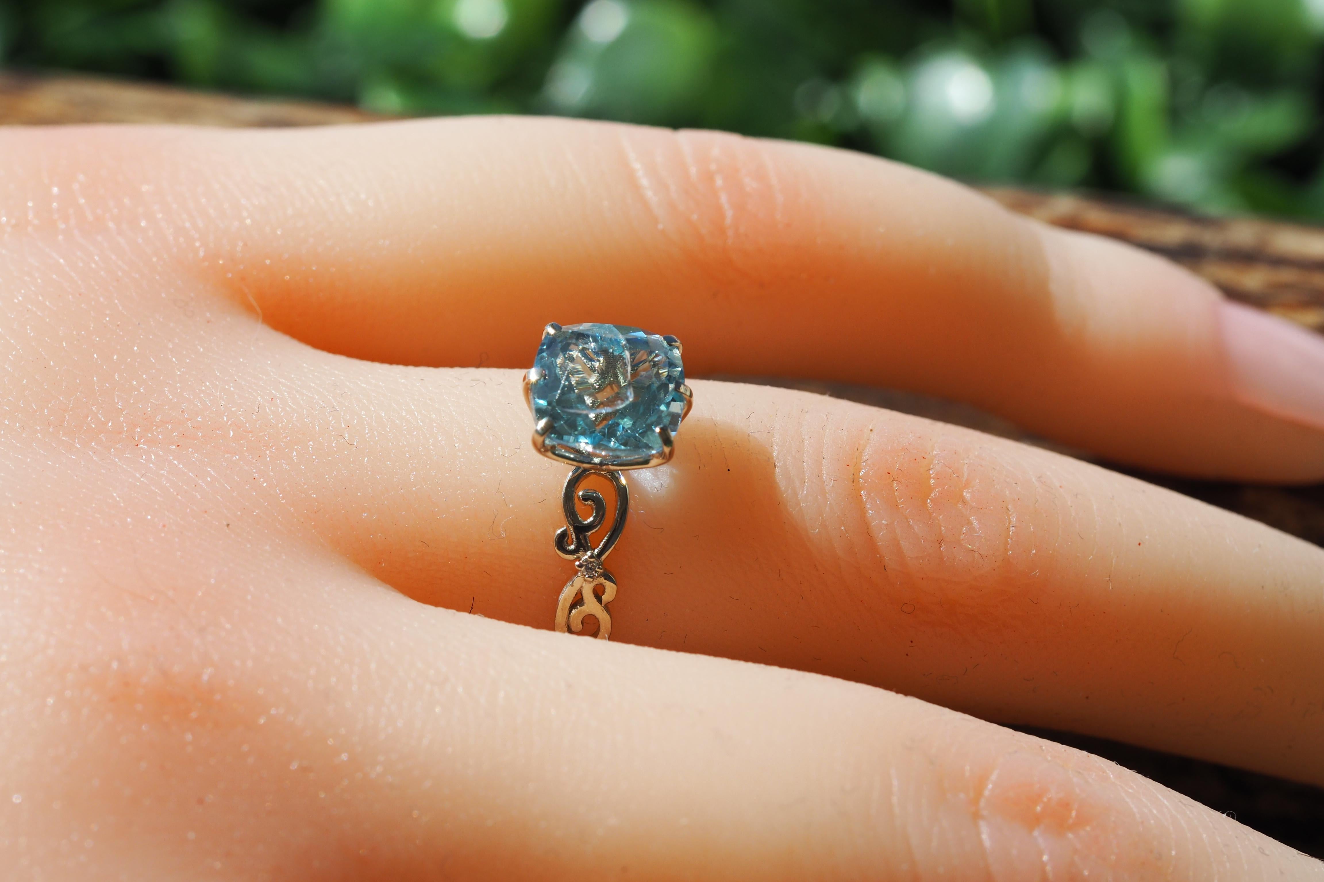 For Sale:  14k Gold Ring with Topaz and Diamonds! 8