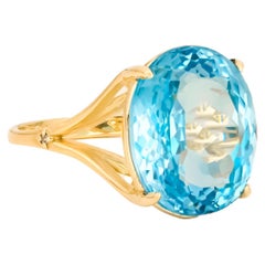 14-Karat-Goldring mit Topas