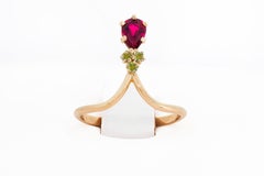 Bague en or 14 carats avec tourmaline et tsavorites
