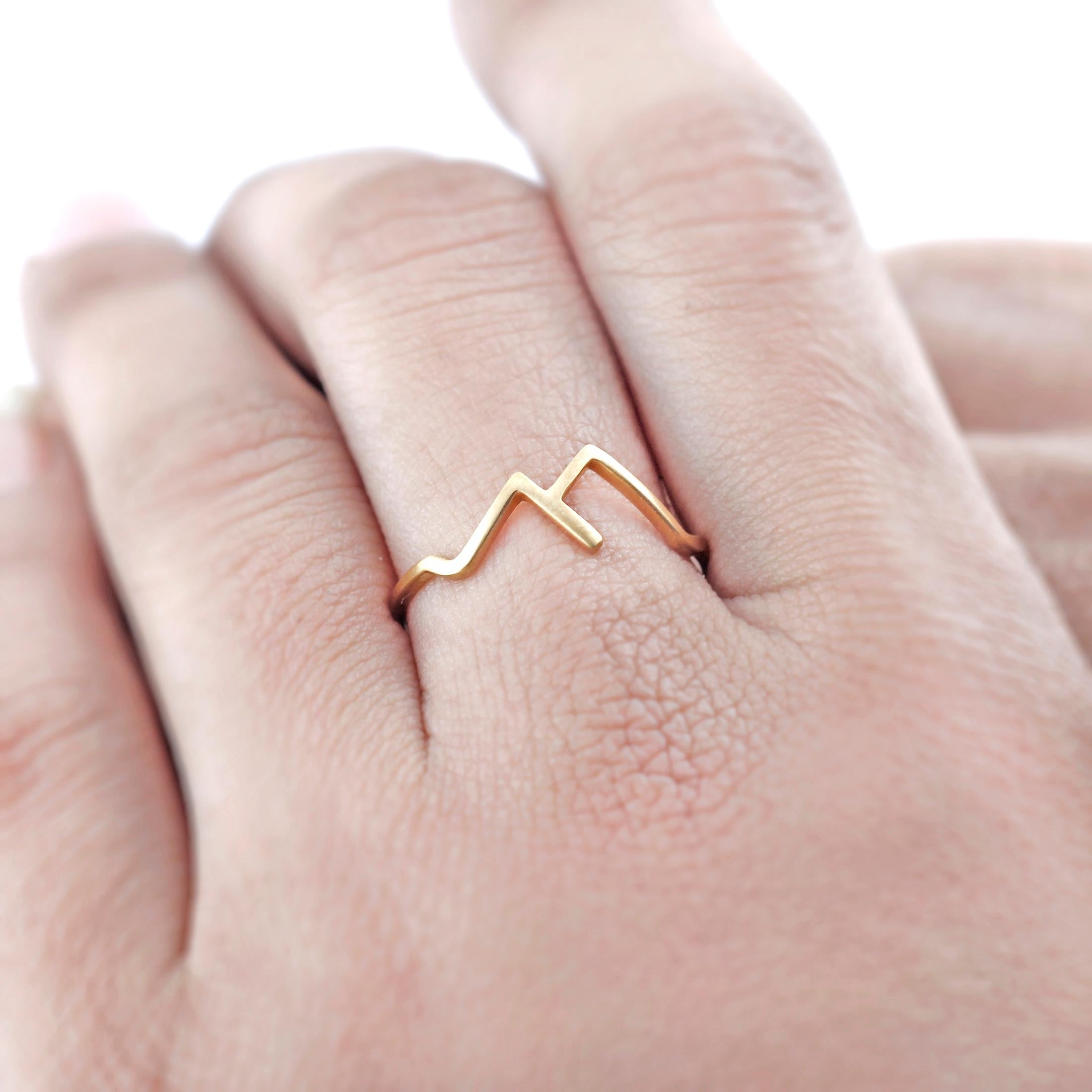 Artisan 18k Gold Ring, Love Ring Gold Stacking Rings Gold Ring, Dainty Ring Minimalist For Sale
