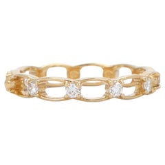 14K Gold Rings, Vintage Model Yellow Gold Rings, Diamond Stone 0.14 ct