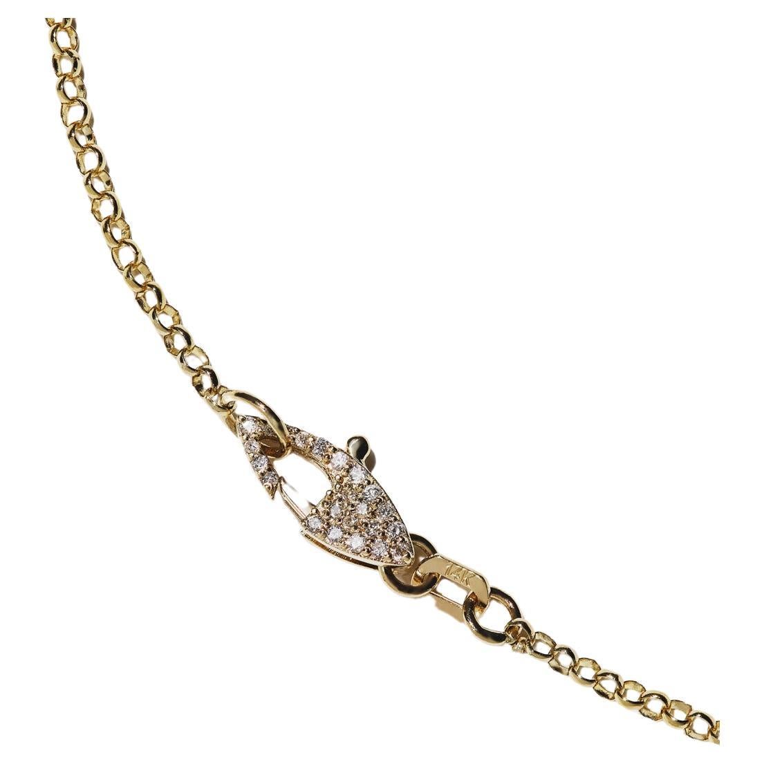 14k Gold Rolo Chain with Diamond Clasp (16”)