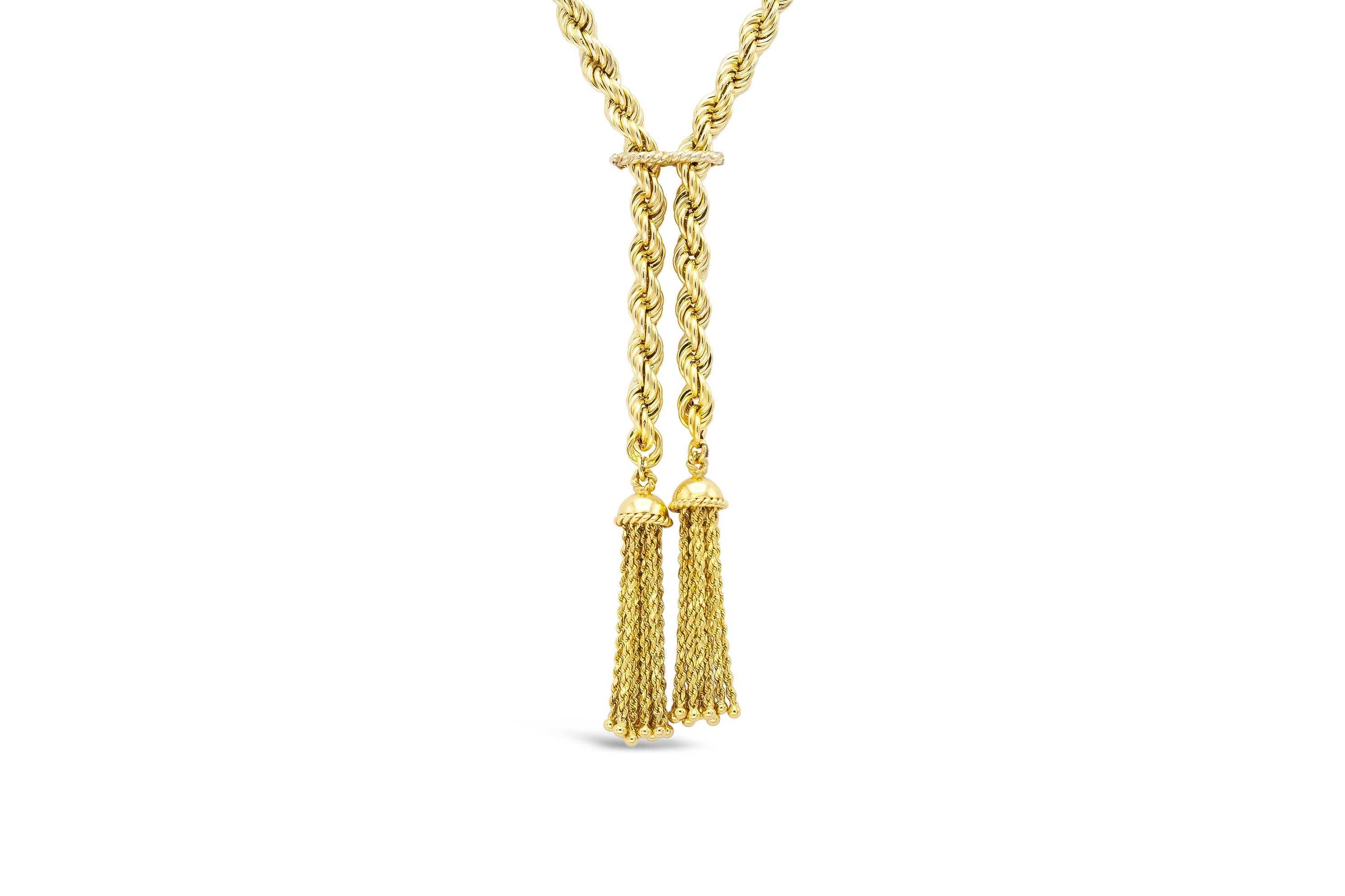 Finely crafted in 14k yellow gold.
Rope chain is 36 1/2
