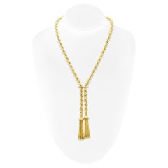 14K Gold Rope Chain Necklace with Tassels