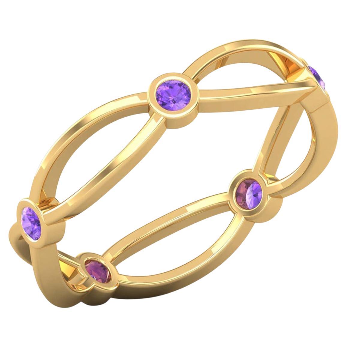 14k Gold Runder Amethyst-Ring / Februar Geburtsstein-Ring für Ihr