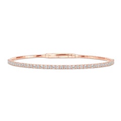 Bracelet ligne mince en or jaune 14 carats avec diamants